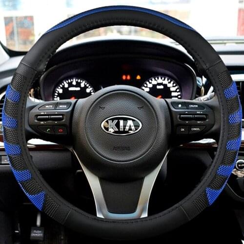 PU Leather +Carbon Fibre Car Steering Wheel Cover for Kia Rio 2 3 4 X Line Kombi Sedan Auto Accessories Interior