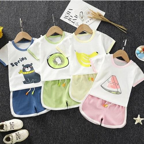 Baby Boys Girls Summer Clothing Set Infant Clothes Suit Childrens Short Sleeve + Shorts 2Pcs Toddler Suit Kids Sport Outfits