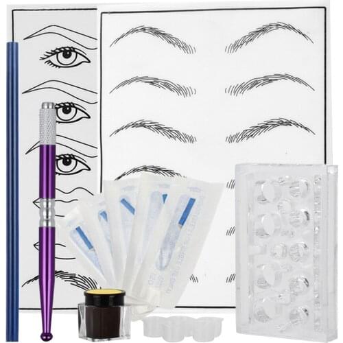 Beauty Microblading Permanent Makeup Kit Tattoo Pigment Needles Cup Tool Set