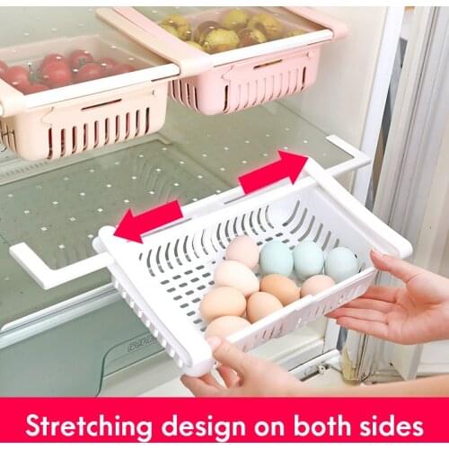 Kitchen Drawer Organizer Fridge Baskets Pull-out Drawer Shelf Refrigerator Drawers Spacer Layer Shelves Food Storage Rack Box