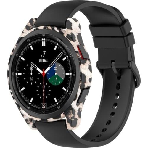 Leopard Case Protector For Samsung Galaxy Watch4 classic 46mm Smart Watch Plating Carbon fiber color protection cover Coque