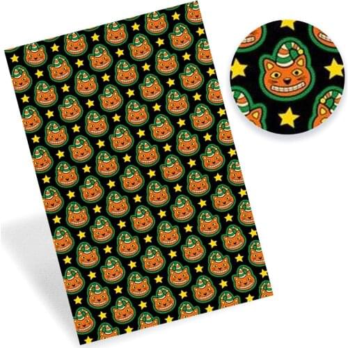 IBOWS Faux Synthetic Leather Sheets Skull Hat Ghost Printed Leather Fabric DIY Handmade Garment Home Textil Supplies 22*30cm/pc