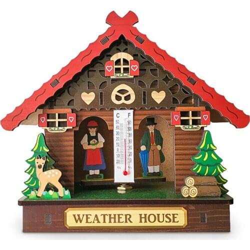 Weather House Chalet Barometer Thermometer Hygrometer Hanging Ornaments Decoration Tools