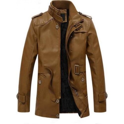 Hooded Leather Jacket Men jaqueta de couro masculina Mens Thick PU leather Coat Men Winter Faux Fur Fleece Jackets for Male