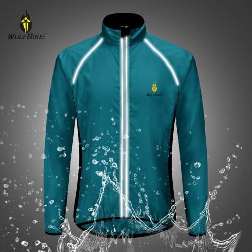 WOLFBIKE Thin Reflective Cycling Jacket Road Mountain Bike Water Rain Repellent Outdoor Sports Motocross Bicycle MTB Windbreaker