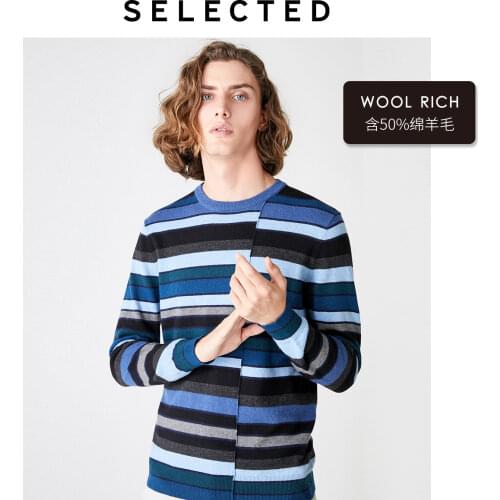 SELECTED Men Business Casual Pullover Knitted Wool Stripes Sweater S|419324537