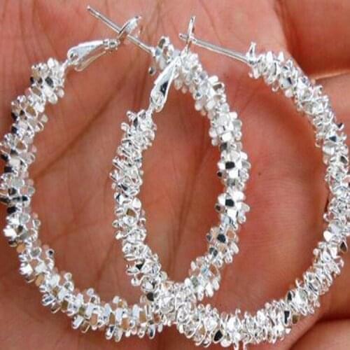 Charm Female White Zircon Hoop Earrings Classic Gold Silver Color Wedding Earrings Trendy Round Crystal Stone Earrings For Women