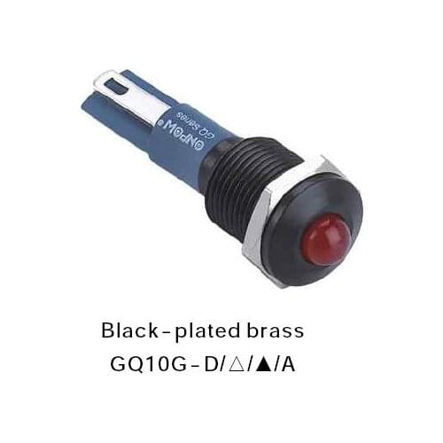 ONPOW 10mm Domed Dot illuminated Black plated brass Signal lamp, indicator lamp, indicator light (GQ10G-D/R/6V/A) CE,RoHS
