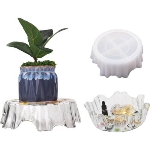 Tray Flower Pot Crystal Epoxy Resin Silicone Mold Irregular Tray Flower Pot Shelf Set Storage Tray Mirror Silicone Mold