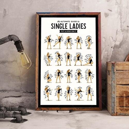 Single lady dance music poster, a gift from the queen, dance tutorial illustrations, funny posters, funny pop art wall art, typo