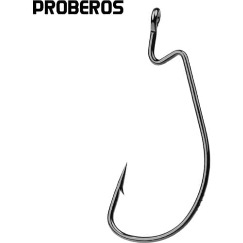PROBEROS Fishing Hook 1/0-5/0# Hook Black Color Jig Big Hook SoftBait Fishhook Simple opp bag package