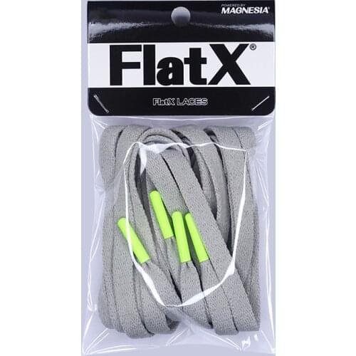 FlatX 8mm Light Gray/ Neon Green Metal Tips Shoelaces High Quality Professional Sneaker Laces Shoelace Lacet