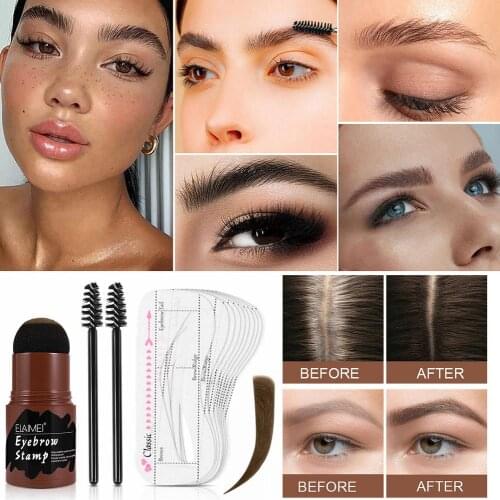 Eyebrow Stamp Reusable Natural Brow Powder Stencil Kit for Makeup Suitable for Travel Parties Salons