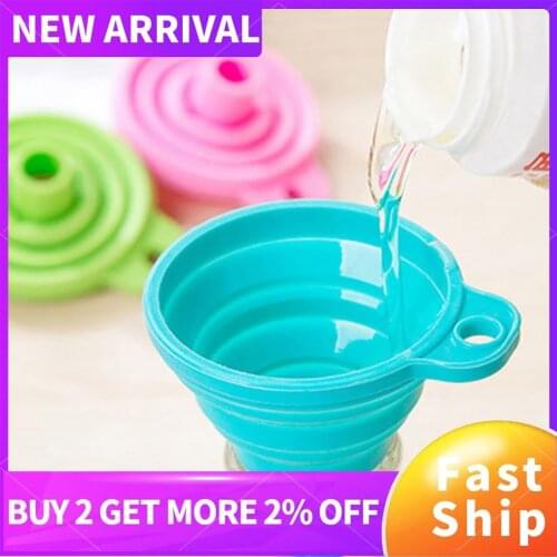 Silicone Folding Funnels Kitchen Tools Kitchen Accessory Foldable Funnel Mini Silicone Collapsible Portable Funnel Scalable