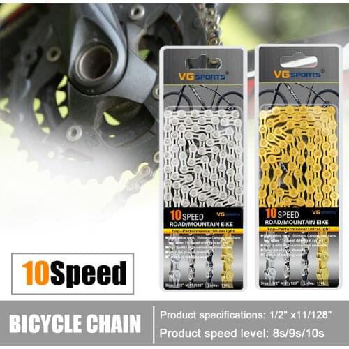 VG Sports Bicycle Chain 116 Links 9/8/10s MTB Road Bike Half Hollow Chain Cycling Mountain Equipment Bicycle Accessories Parts