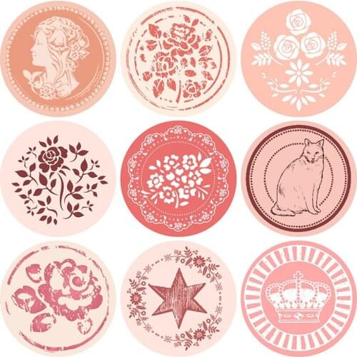 Vintage Mini Round Cute Stickers Cartoon Decorative Stickers Aesthetic Korea Stationery Art Supplies