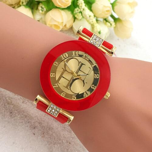 Zegarki meskie Hot Fashion Brand Gold Geneva sport Quartz Watch Women dress casual Crystal Silicone Watches Relogios Femininos