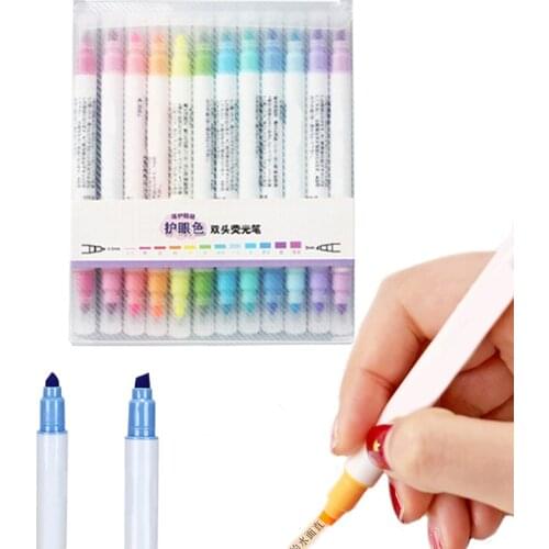 1 Pcs Set Japanese Stationery Zebra Mild Liner Double Headed Watercolor Fluorescent Pen Pastel Marker Brush Pen Highlighter