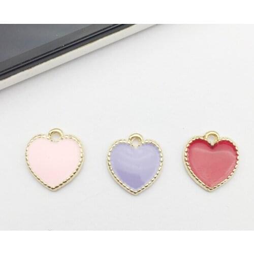 10pcs/lot Heart Love Enamel Charms Pendant 1.4*1.5 fit Bracelet DIY Craft Jewelry Accessories