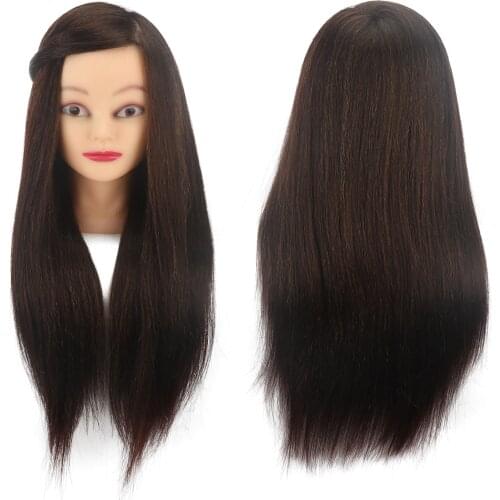 19 inch Mixed fiber hair mannequin head Hair Salon Hairdressing Training Practice Model Mannequin Head included clamp holder