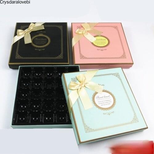 5Pcs 25Hole Chocolate Candy Box with Ribbon DIY Baking Homemade Gift Paper Packaging for Boys Girls Valentines Day Thanksgiving