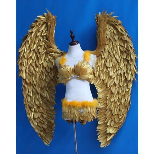 BIG gold Angel Feather Wings For Models-show Performance Show COSPLAY Wedding Custom Feather golden Wings Free shipping