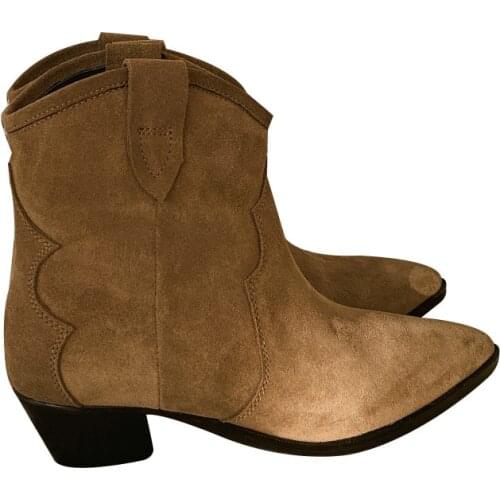 European Cowgirl Fashion Woman Boots Genuine Handmade Leather Ankle Boots Vintage Brown Western Autumn Spring Shoes Women