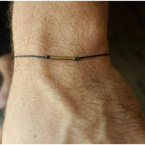 Bronze Tube bracelet for men, mens bracelet with Feather charm