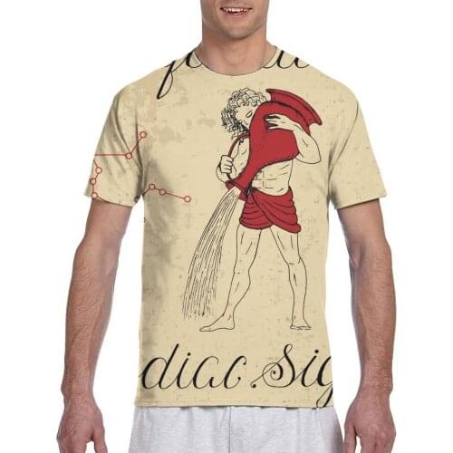 CINESSD 2021 Mens T shirts Fashion New Summer Mens Short Sleeve T-shirt Casual Zodiac Sign Aquarius Tshirt For Man Full Printed