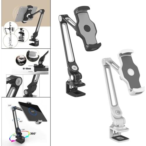 Tablet Holder with Clip 360 Rotating Phone Tablet Mount Holder Gooseneck for Tablet Phone Smartphones Universal Adjustable