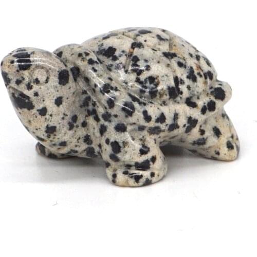Turtle Tortoise Figurine 1.5" Natural Gemstone Dalmation Jasper Crystal Carved Stone Statue Crafts Decor