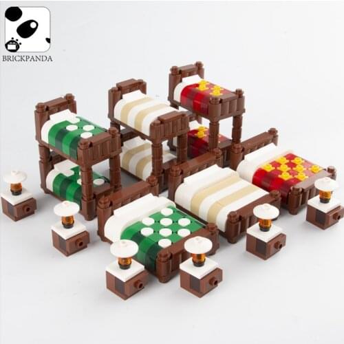 MOC City Accessories Locking Creator Room Bed Furniture Bunk Beds Bricks DIY Toys For Kids Compatible Building Blocks Kid Toys