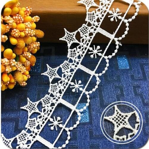 GXINUG 1 yard 3.5cm Water Soluble Flower Lace Star Trim Ribbon Dress Applique Embroidered DIY Sewing Craft