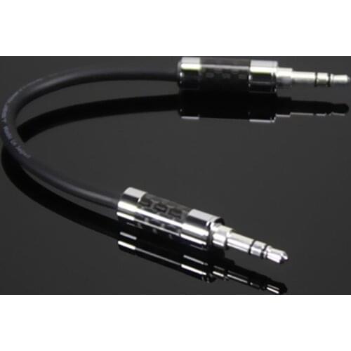 Hot Sales 15CM AUX Cable 3.5mm Male to 3.5mm Male Carbon fiber rhodium plating Audio Cable For Headphone Amplifier MP3