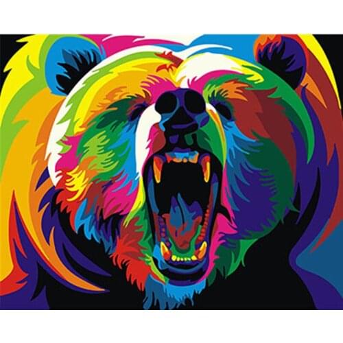 Colorful Bear Framed Pictures DIY Painting By Numbers DIY Oil Painting On Canvas Home Decoration Wall Art GX26193 40X50CM