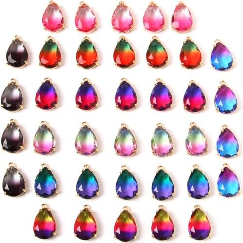 13*20 mm Gradient Crystal Pendants Wholesale 5 pcs Oval Faceted Pink Quartz Connector Charm Component DIY Making Jewelry Necklac