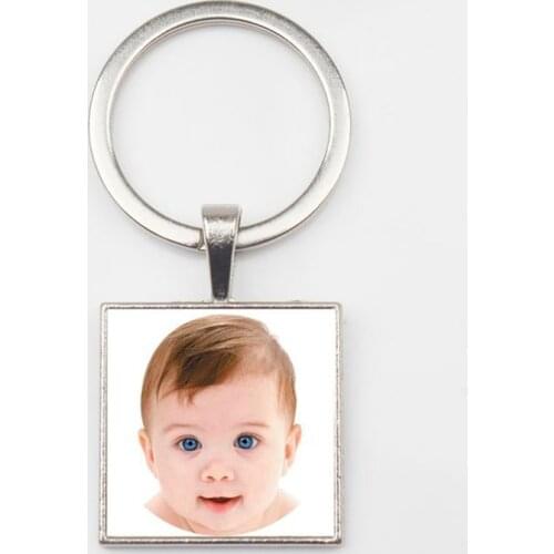 Fashion personalizeds custom photo square keychain baby mom dad grandparents like key ring bag charm family members souvenir