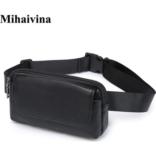 Wholesale Fashion Women Waist Bag Black Ladies PU Leather Belt Travel Waist Packs Pouch Phone Bag Small bags Mihaivina