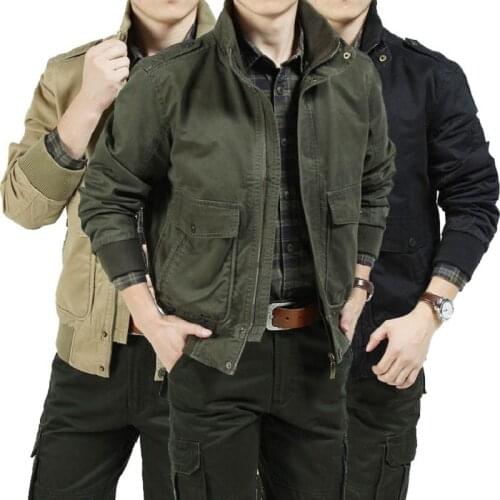 Mens Pilot Military Jackets Embroidery Cotton Coat Stand Collar Zipper Outwear Oversized Casual Army Bomber Tactics Jackets 4XL