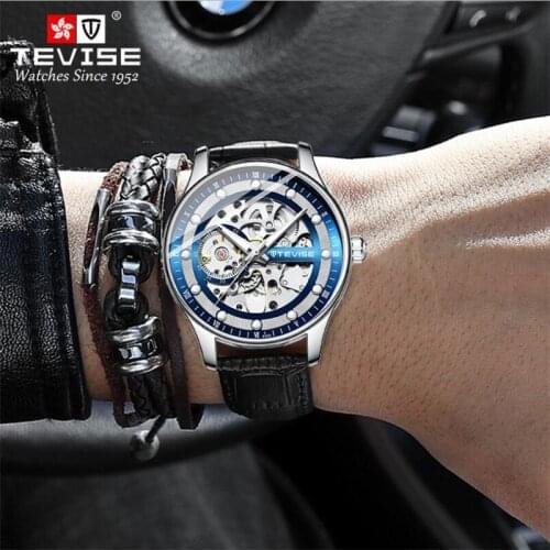 TEVISE Luminous Skeleton Mens Automatic Mechanical Watches Sport Top Brand Luxury Waterproof Male Watch Relogio 2021