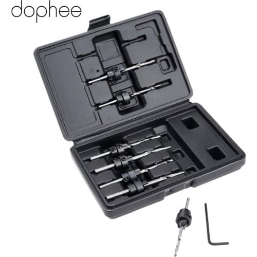 Dophee 22PCS HSS Tampered Drill Carpentry Countersink Drill Bit Set Wood Drill Bits Straight Shank Hss Woodworking Tools+Case
