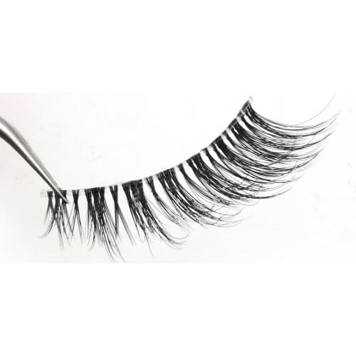 HBZGTLAD 3pairs Invisible Band Transparent 3D Mink Fur Lashes Natural Long Wispy False Eyelashes +tweezers