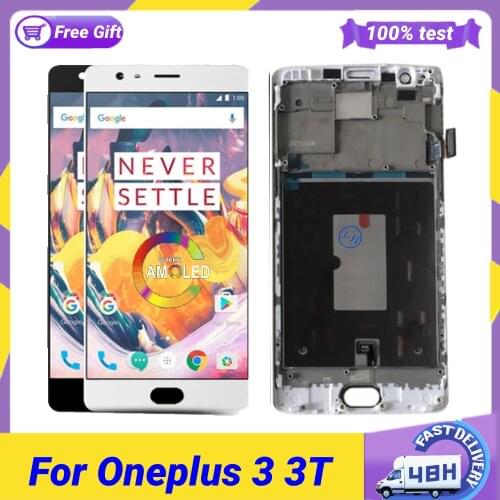 OLED New 5.5'' For Oneplus 3 3T Display Replacement With Frame LCD Display Touch Screen For OnePlus 3 3T A3000 LCD Panel