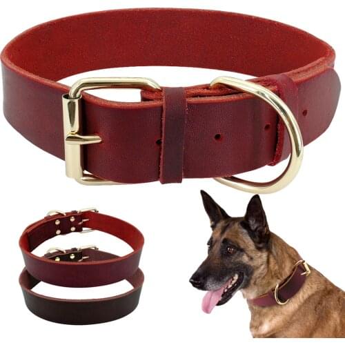 Genuine Leather Dog Collar Large Dogs Collar for Pitubull German Shepherd Pet Puppy Collars For Small Medium Perro Pet Supplies