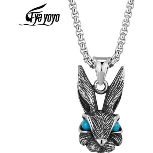 Punk Rabbit Head Pendant 3D Bunny Animal Necklace Hiphop Rock Street Chic Necklace Man Party Jewelry Drop Ship