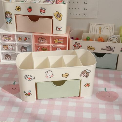 Plastic Makeup Organizer MakeUp Brush Storage Box with Drawer Cotton Swab Stick Storage Case Escritori Organizador De Maquillaje