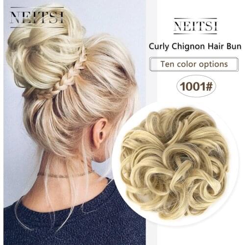 Netitsi Messy Bun Scrunchy Hair Bun Fake Hair Synthetic Women Chignon Elastic Hair Band Hairpieces For Women Updo Donut Chignon