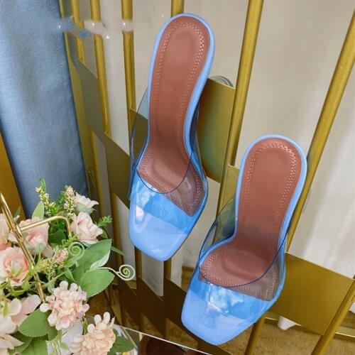 Sandals Female Crystal Wine Cup Heel Shoes Transparent Temperament Slippers
