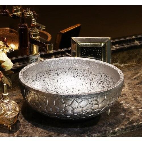 Silver Jingdezhen ceramic sanitary ware art counter basin wash basin basin colorful lavabo sinks Bathroom sinks round wash basin