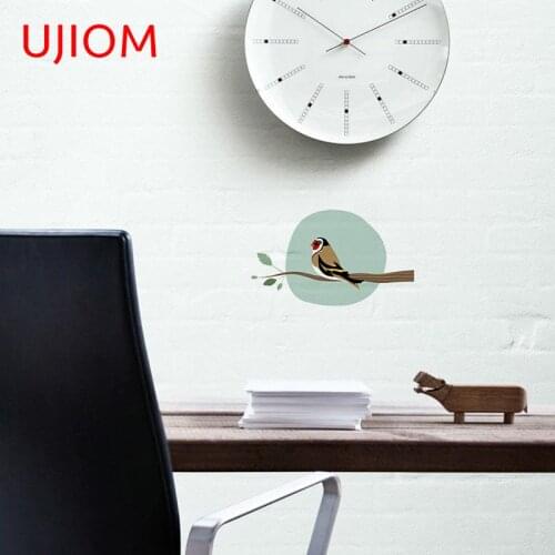UJIOM Cute Goldfinch on A Branch Mural Art Wall Stickers Home Decoration Living Room Decor Moisture Proof Wall Decal